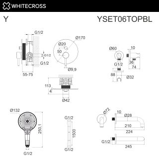 Система для ванны скрытого монтажа WHITECROSS Y YSET06TOPGLB брашированное золото